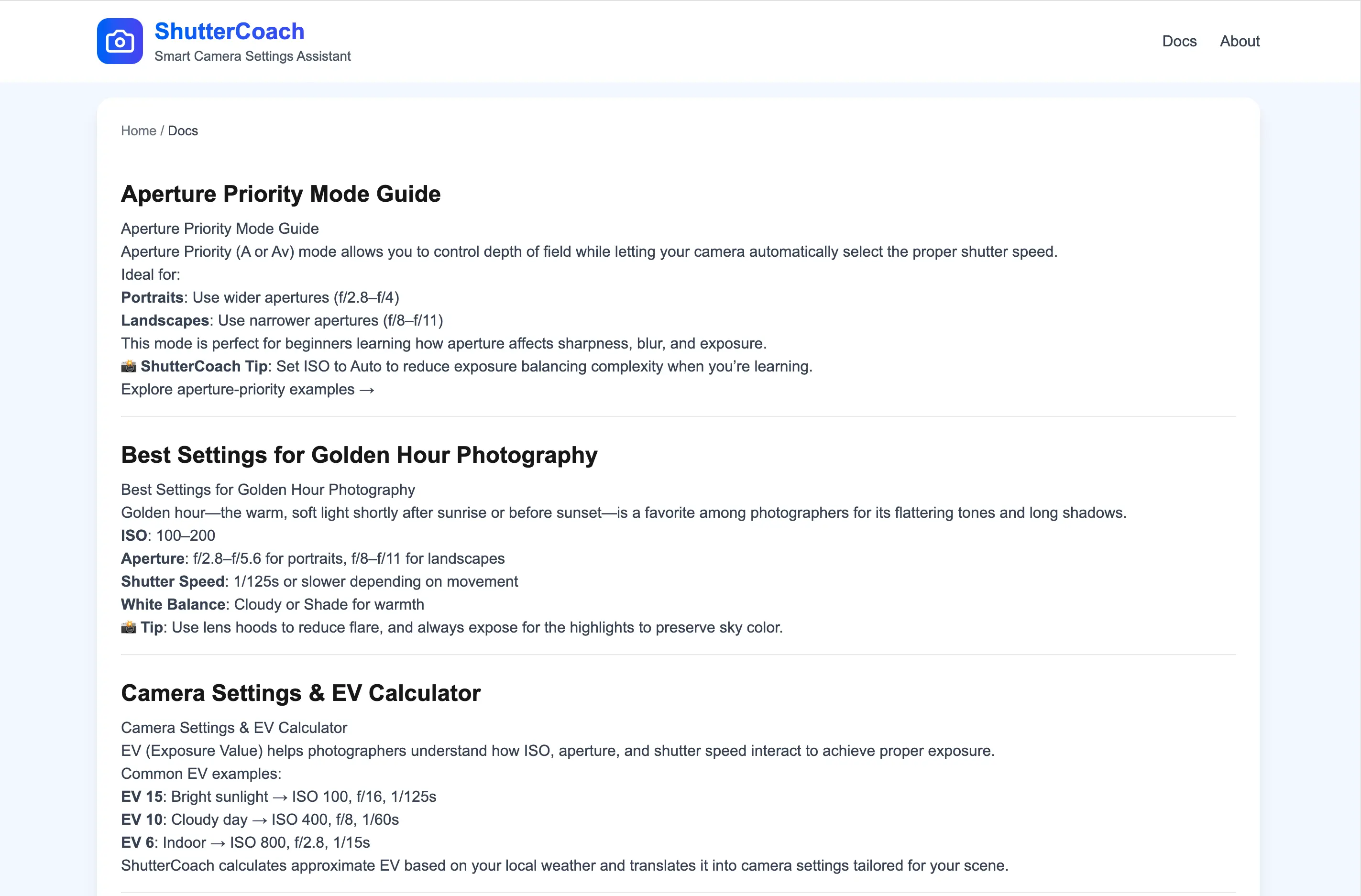 Shutter Coach Docs