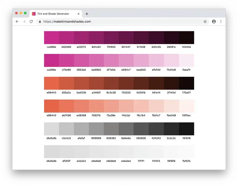 Tints and Shade Generator