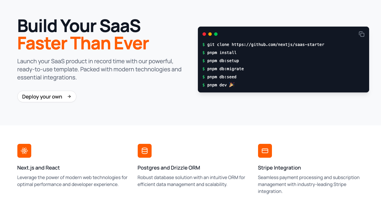 开源工具Next.js SaaS Starter